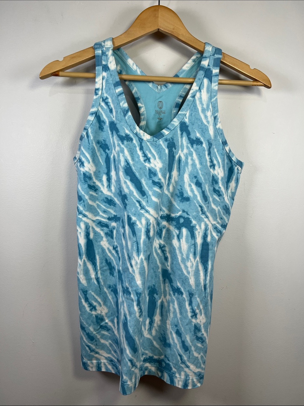 Balance Collection Blue and White Tie-Dye Racerback Tank Top
